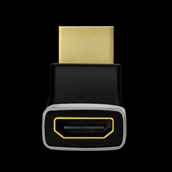 ADAPTOR video LOGILINK, HDMI (T) la HDMI (M), conectori auriti, rezolutie maxima 8K (7680 x 4320) la 60 Hz, 270 grade, negru-gri, "AH0007A" — miniatură