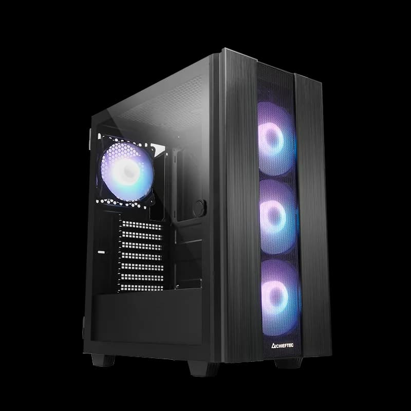 CARCASA Chieftec "HUNTER 2", Middle Tower,ATX fara sursa, sticla securizata,4xfan ARGB,USB 3.2 gen 1x1,USB Type-Cx1, ack 3.5mm,mesh pt. filtrare praf,HUB, fan ctr, "GS-02B-OP"