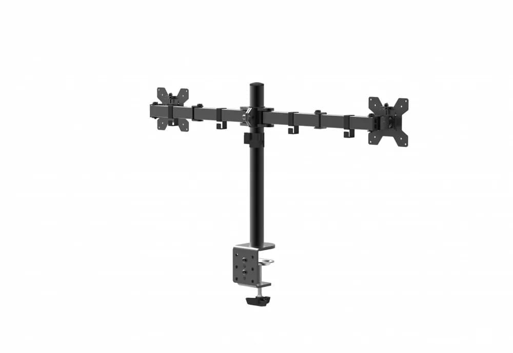 Suport dublu monitor Serioux, MM1903A, mobil, tilt:+/- 90 °, swivel: 180 °, rotatie 360°, VESA: 75×75 / 100×100mm, compatibilitate 10"-27", reglabil pe inaltime: 400mm,extensie braț: 415mm,greutate maxima suportata 8 kg, culoare negru — miniatură