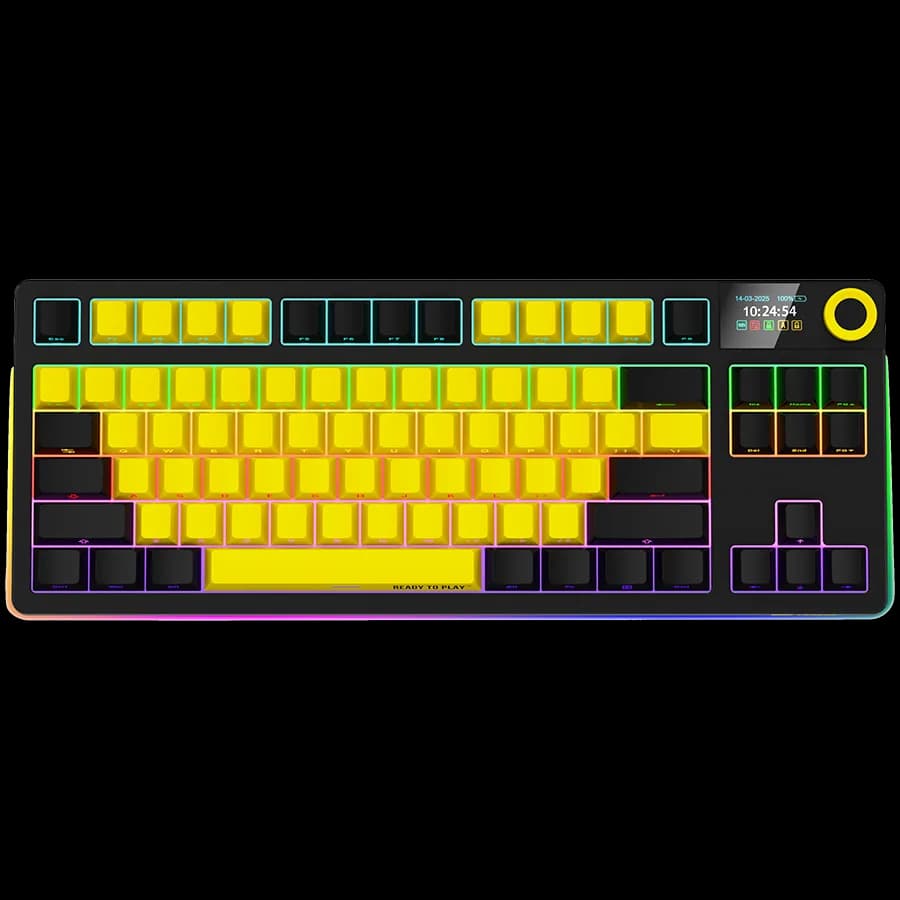 LORGAR KBP70TKLW, Wireless TKL Mechanical Gaming Keyboard Pro, Black/yellow, EN layout "LRG-KBP70TKLW-YL-US"