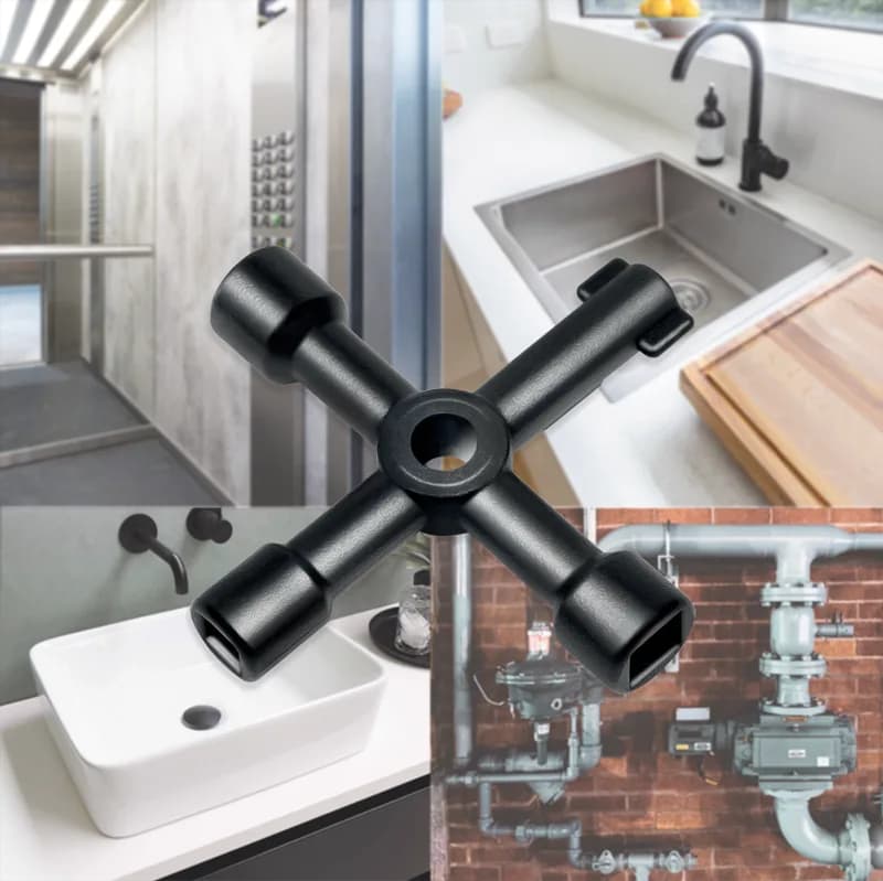 CHEIE UNIVERSALA in cruce Logilink, pentru cabinete, 4 tipuri de cheie, aliaj zinc, black, "WZ0072" — miniatură