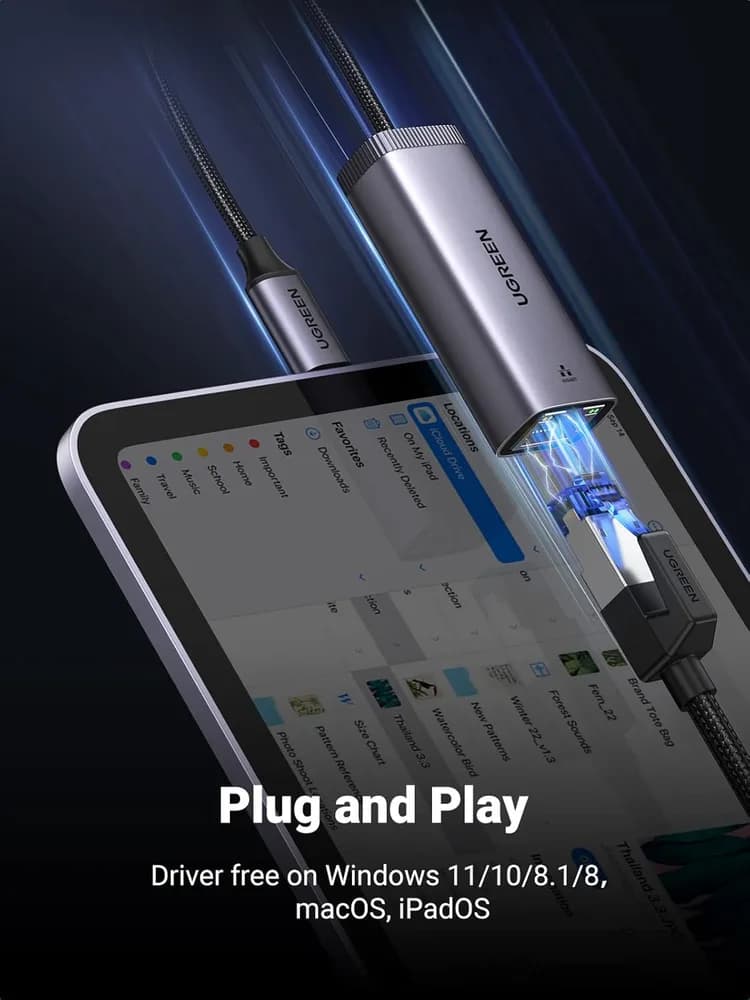 ADAPTOR RETEA Ugreen, "CM483" extern, USB Type-C (T) la port Gigabit RJ-45, gri "40322" — miniatură