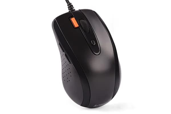 MOUSE A4tech, PC sau NB, cu fir, USB, optic, 1600 dpi, butoane/scroll 7/1, buton selectare viteza, negru, "N-70FX-BK" — miniatură