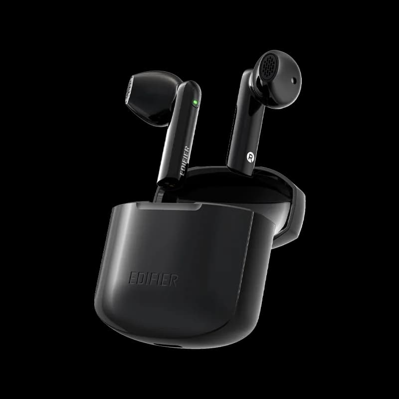 CASTI Edifier, wireless, intraauriculare - butoni, pt smartphone, microfon pe casca, conectare prin Bluetooth 5.4, IP54, USB-C, negru, "W200T-BK" — miniatură