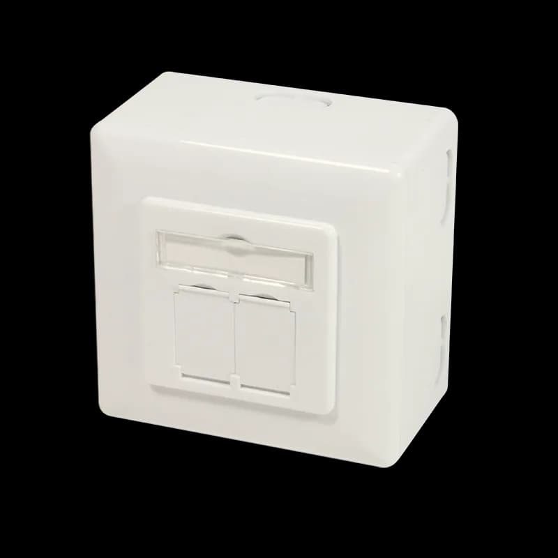 PRIZA RJ-45 aplicabila cu 2 iesiri LOGILINK pt. cablu FTP, Cat6A, RJ-45 (M) x 2, ecranat, plastic cu metal, pure white, 1 buc, "NP0124" — miniatură