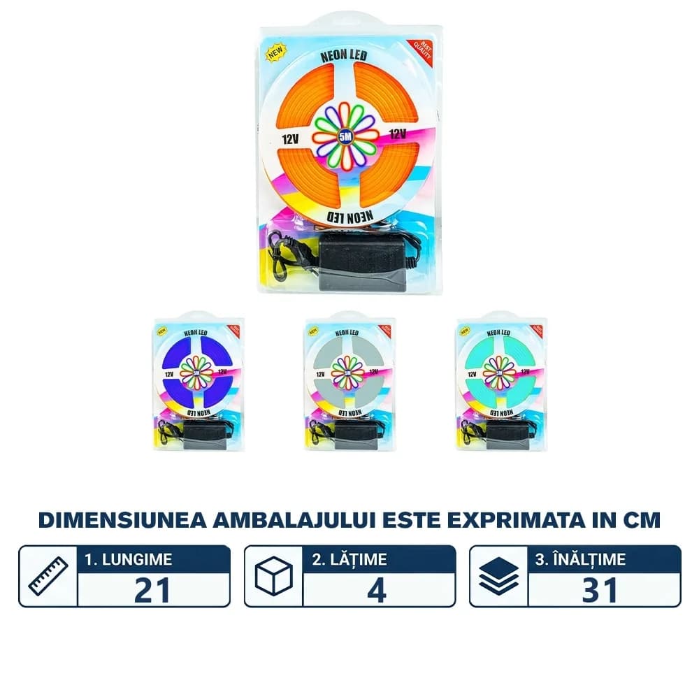 Banda led cu transformator, 5m, 12V — miniatură