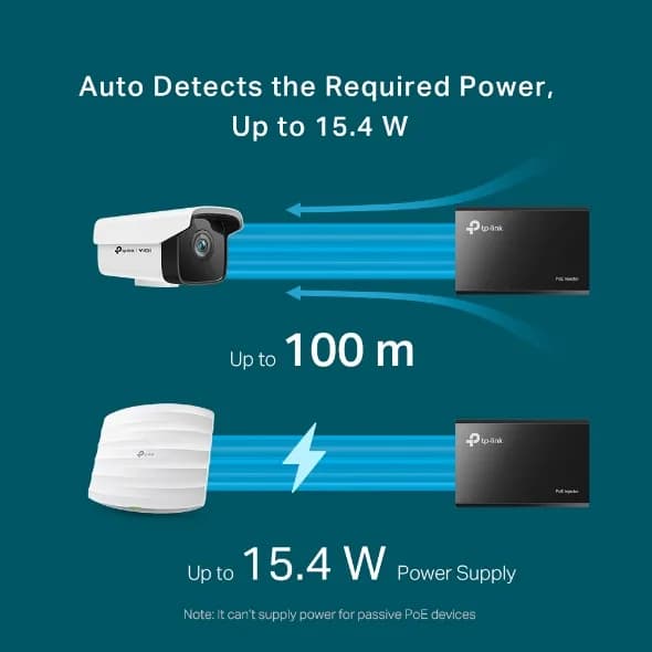 INJECTOR PoE TP-LINK 2 porturi Gigabit, compatibil IEEE 802.3af, alimentare 5V/12V, carcasa plastic, "PoE150S" — miniatură