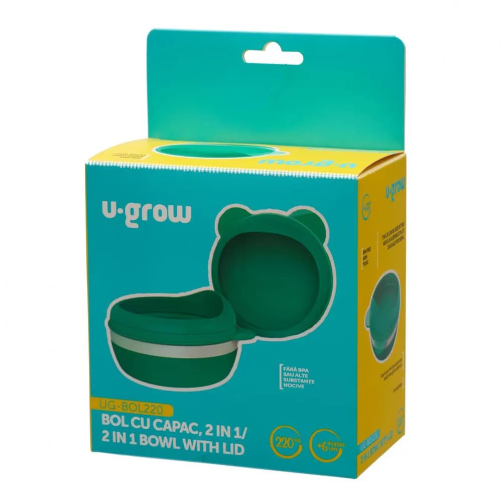 Bol 2 in 1 cu capac pentru diversificare,U-Grow, 220 ml — miniatură