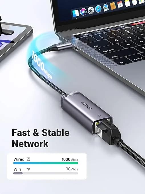ADAPTOR RETEA Ugreen, "CM483" extern, USB Type-C (T) la port Gigabit RJ-45, gri "40322" — miniatură