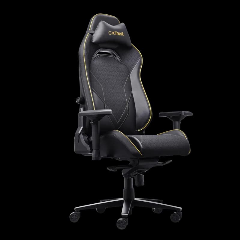 Scaun gaming Trust GXT 721 Ruya Pro Premium, iluminare RGB, 5 roti, ridicare pe gaz clasa 4, adjustabil pe inaltime, material piele PU, greutate maxima suportata 150 kg, negru