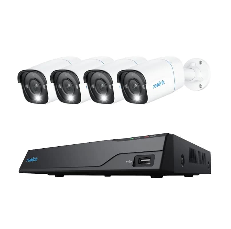 NVR Reolink RLK8-800B4; NVS8-8MB4 Contine un NVR NVS8 si 4 camere B800 4K Ultra HD Security System with Smart Detection Power over Ethernet Person/Vehicle Detection With 8-Channel NVR 2TB HDD Built-In