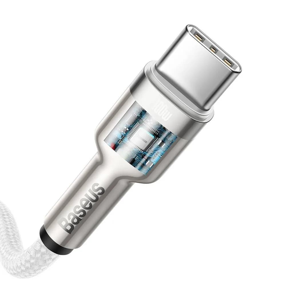 CABLU alimentare si date Baseus Cafule Metal, Fast Charging Data Cable pt. smartphone, USB Type-C la USB Type-C 100W, braided, 2m, alb "CATJK-D02" - 6953156202375 — miniatură