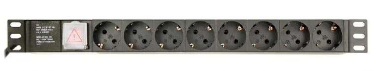 PDU GEMBIRD 1U pt. rack 19 inch, 8 prize Schuko, intrare IEC, max 10 A, on/off, 3 m, "EG-PDU-014-C14"