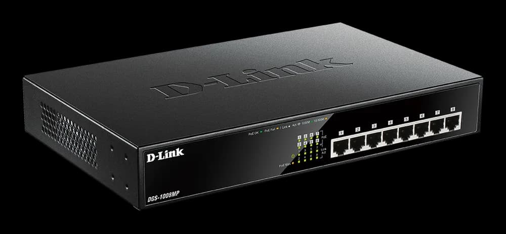 SWITCH PoE D-LINK 8 porturi Gigabit (8 PoE+), IEEE 802.3af/at, carcasa metalica, rackabil, "DGS-1008MP" — miniatură