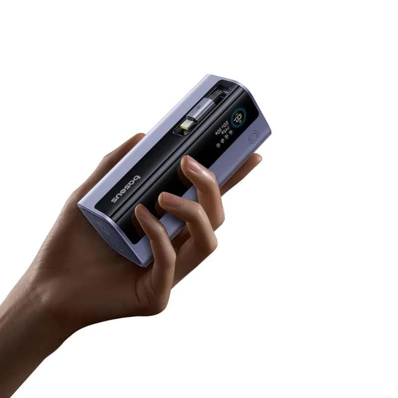 POWER BANK Baseus EnerGeek GR11, 20000mAh, 145W, 2 x USB Type-C, 1 x USB, cablu integrat USB Type-C, display, gri, "E0027B01" - 6932172691738 — miniatură