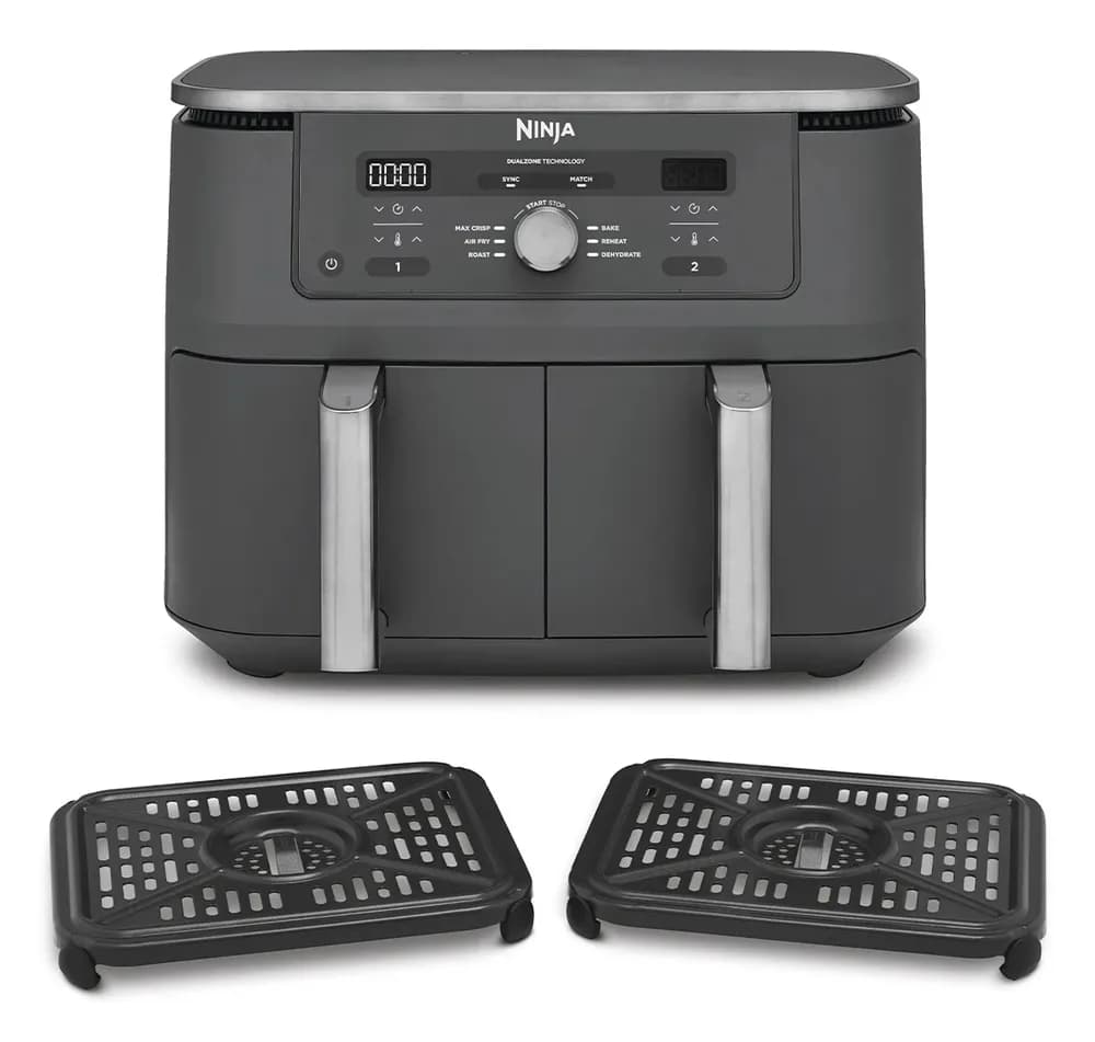 Friteuza cu aer cald Ninja Foodi Pro DualZone DZ400, 9.5 L, 6 functii (Gri) "DZ400EU" — miniatură