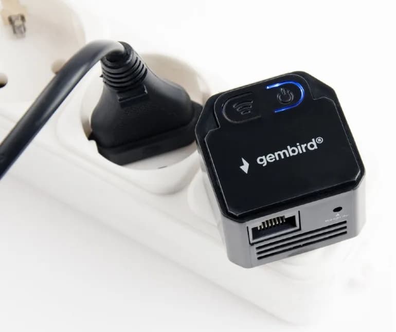 REPETER GEMBIRD, wireless, port RJ45, max. 300 Mbps, suport AP mode, negru, "WNP-RP300-03-BK"