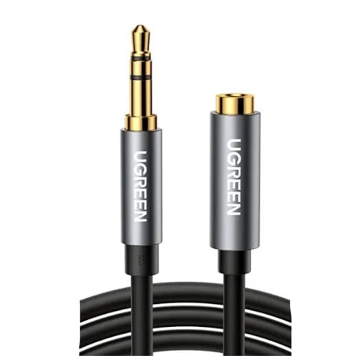 CABLU audio Ugreen, "AV118" stereo 3.5 mm jack (T) la 3.5 mm jack (M), 2 m, conectori auriti, negru "10594" - 6957303815944