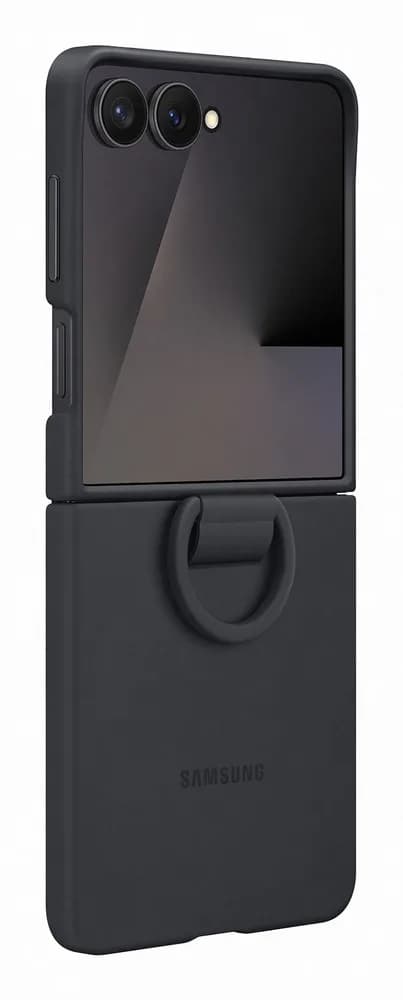 Husa Galaxy Z Flip 7 - Capac protectie spate Silicone Case cu inel, Negru "EF-PF766TBEGWW" — miniatură