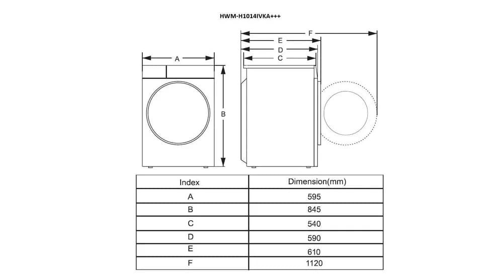 Masina de spalat rufe HEINNER HWM-H1014IVKA+++, 10 kg, 1400 rpm, Clasa: A, Alb — miniatură