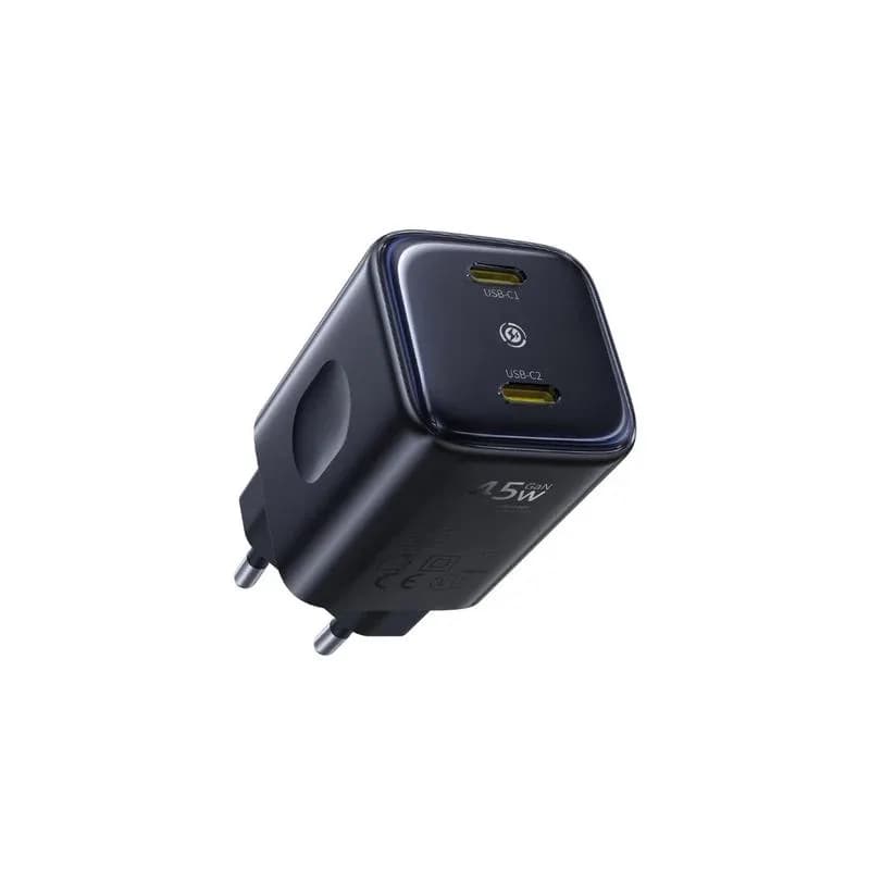 INCARCATOR retea Baseus PicoGo AN13, Quick Charge 45W, 2 x USB Type-C, negru "E0121F00" - 6953156211681 — miniatură