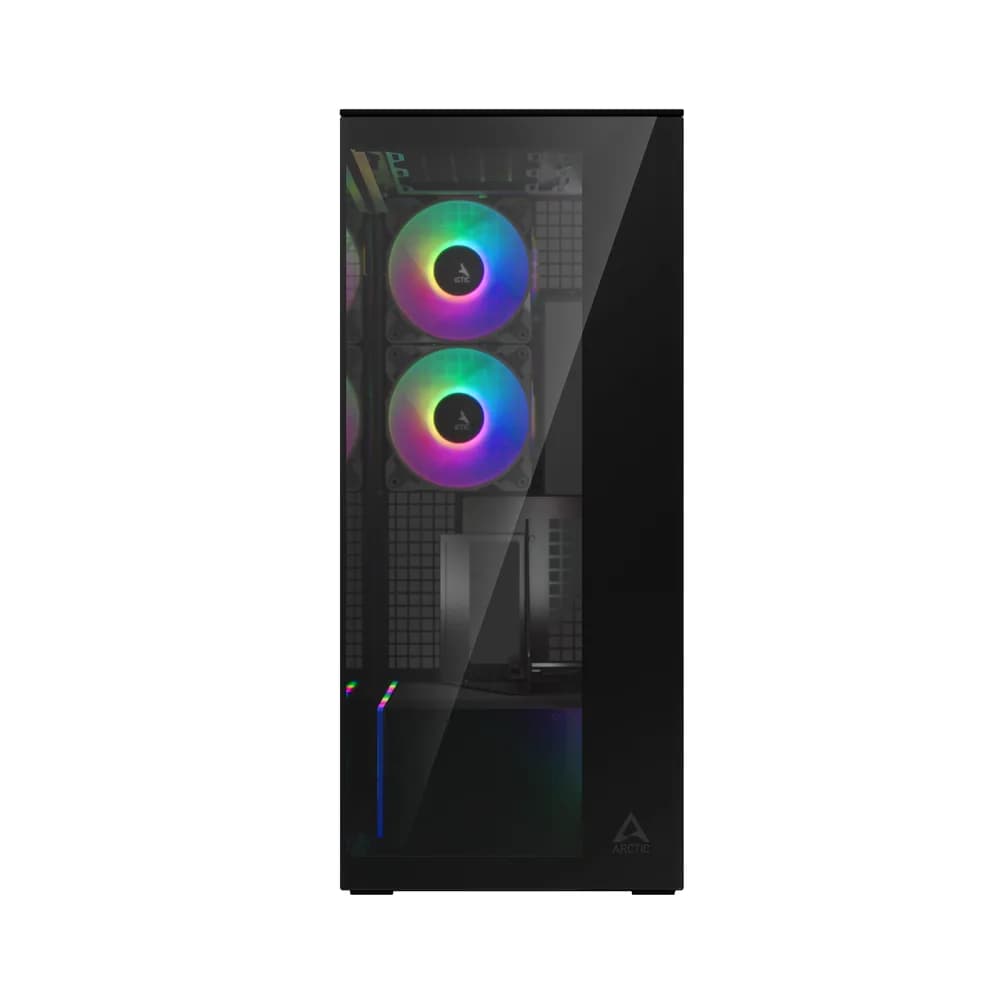 CARCASA Arctic "Xtender Mirror BK VG", mid tower, max 8xfan, 3xP14 ProR ARGB si 2xP12Pro ARGB instalate, PSU shroud 24 LED ARGB, USB-C x 1, USB 3.2 x 2, audio+mic, 7 sloturi expans, negru, "ACPCC00019A" — miniatură