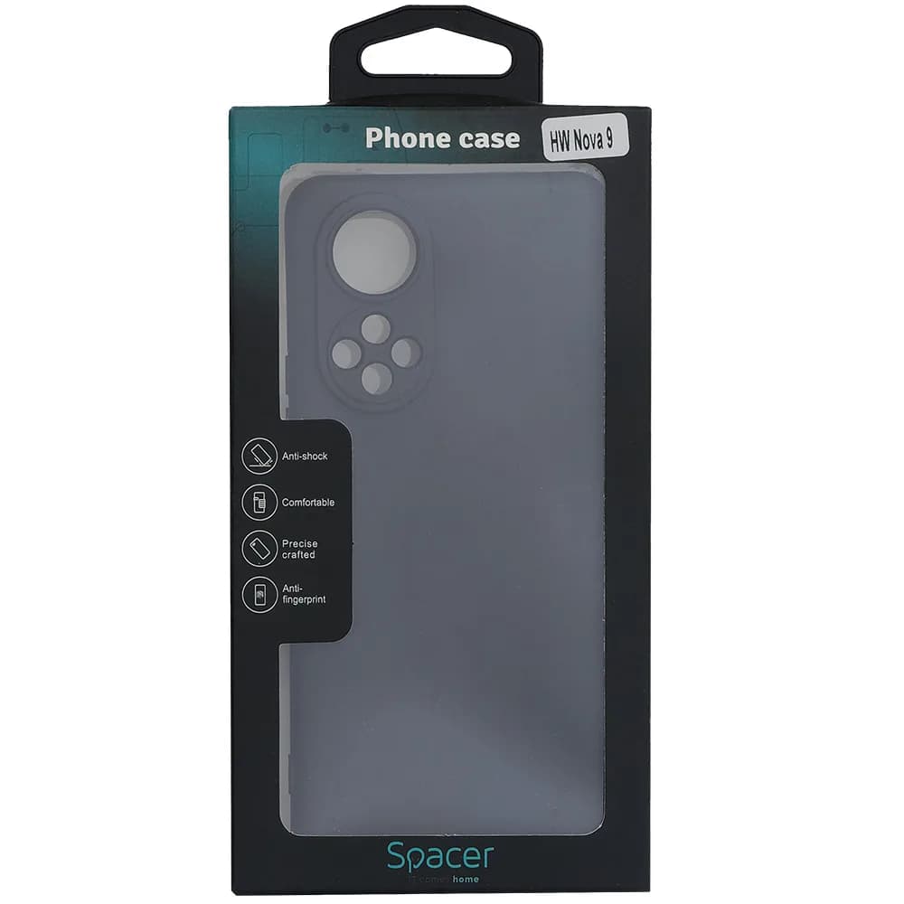 Husa Huawei telefon Nova 9, negru, tip back cover, material flexibil silicon + interior cu microfibra, "SPPC-HU-N9-SLK" — miniatură