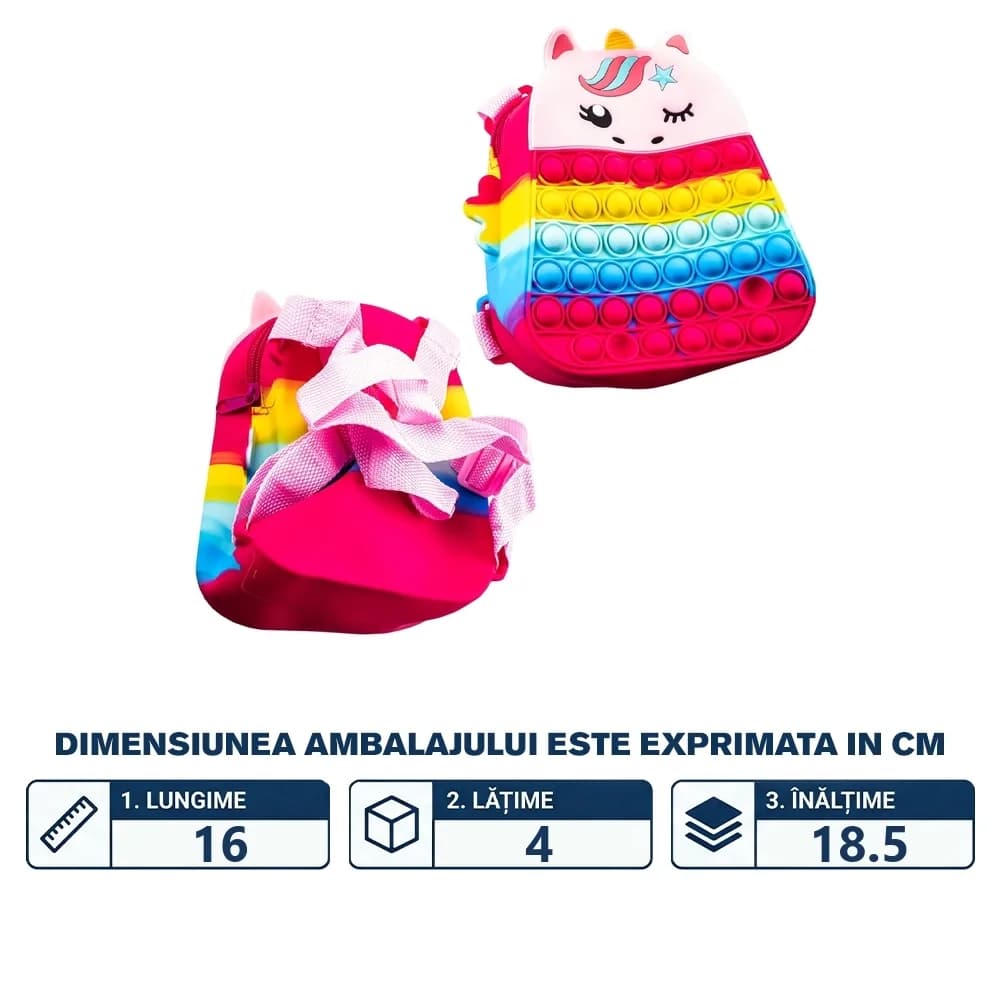 Rucsac antistres pentru copii, din silicon, Unicorn — miniatură