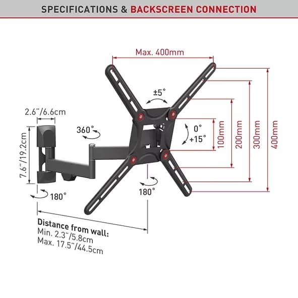 Suport TV de perete, Barkan 3420.B, Fix, 29"- 56", VESA 400 x 400 mm, suporta pana la 25kg, negru — miniatură