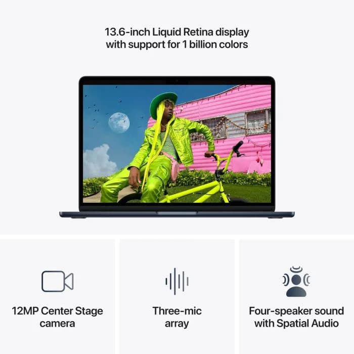MacBook Air 13.6" Retina/Apple M5 (CPU 10-core, GPU 10-core, NeuralEngine16-core)/16GB/1TB - Midnight - INT KB (No Adapter) - 2026 — miniatură