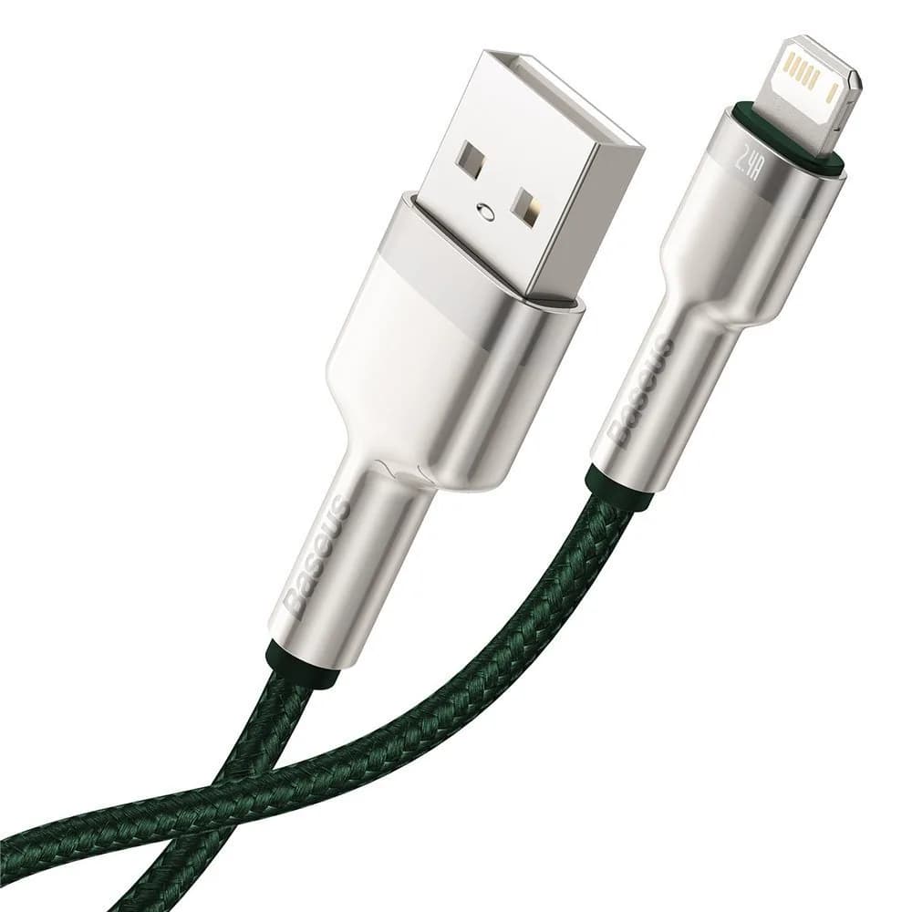 CABLU alimentare si date Baseus Cafule Metal, Fast Charging Data Cable pt. smartphone, USB la Lightning Iphone 2.4A, braided, 1m, verde "CALJK-A06" - 6953156202276 — miniatură