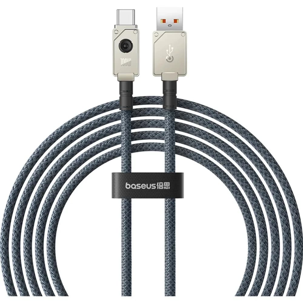 CABLU alimentare si date Baseus Unbreakable, Fast Charging Data Cable pt. smartphone, USB la USB Type-C 100W, 2m, braided aliaj zinc, alb "P10355801221-01" - 6932172633219