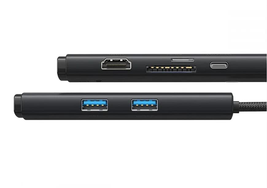 DOCKING Station Baseus Lite, conectare PC USB Type-C, USB 3.0 x 2, USB Type C x 1 PD, HDMI x 1/4K/30Hz, card reader SD/microSD, negru "WKQX050101" - 6932172606343 — miniatură