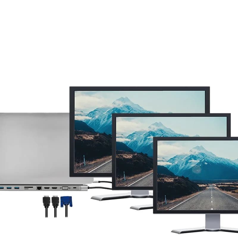 DOCKING Station LOGILINK universal, conectare PC USB TYPE-C 3.2, USB 3.0 x 3, porturi video VGA x 1, HDMI x 2, RJ-45, card reader, PD 3.0 pana la 100W, argintiu, "UA0373" — miniatură