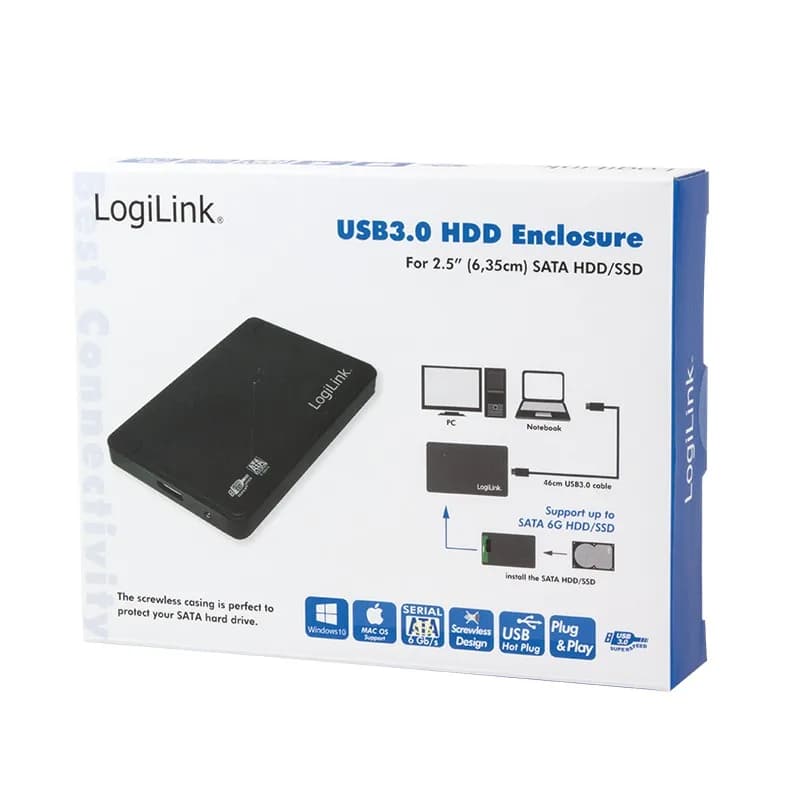 RACK extern LOGILINK, pt HDD/SSD, 2.5 inch, S-ATA, interfata PC USB 3.0, plastic, negru, "UA0256" — miniatură