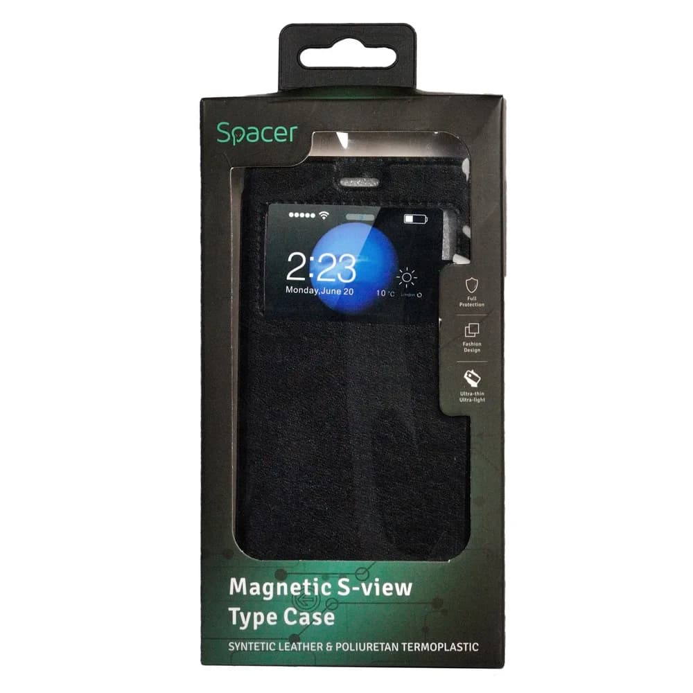 Husa Huawei telefon P9, negru, tip magnetica, tip portofel, "SPT-M-HW.P9" — miniatură