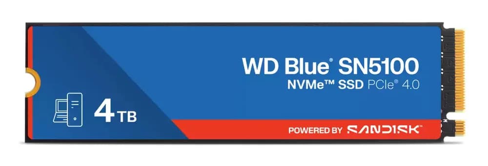 SSD WD Blue SN5100 4TB M.2 2280 PCIe Gen4 x4 NVMe QLC 3D, Read/Write: 6900/6700 MBps, IOPS 900K/1100K, TBW: 1200 "WDS400T5B0E-00CPE0"