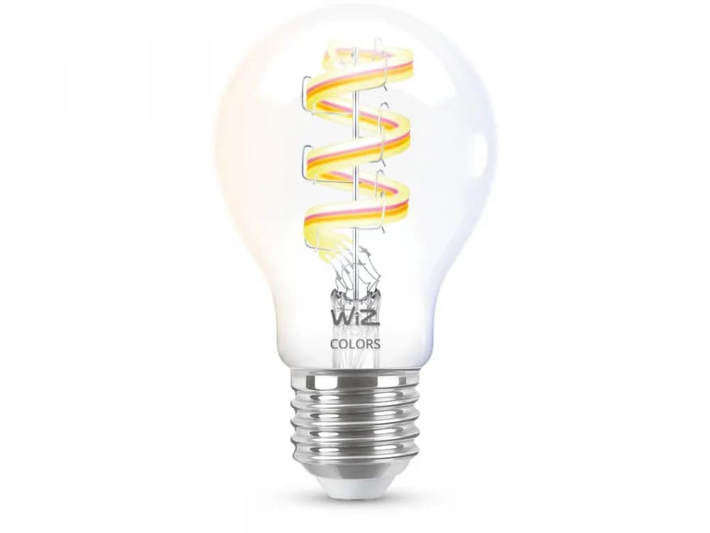 Bec LED RGB inteligent WiZ Connected Filament Clear A60, Wi-Fi, E27,6.3W (40W), 470 lm, lumina alba si color (2200-6500K), compatibil GoogleAssistant/Alexa/Siri — miniatură