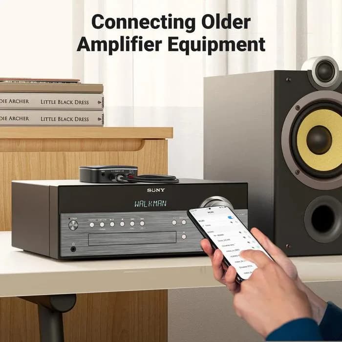 ADAPTOR Bluetooth audio Ugreen, "CM123" acumulator inclus, 1 x jack 3.5mm, 2xRCA output, convertor audio wireless,versiune bluetooth 5.0 A2DP, negru "30445" - 6957303834457 — miniatură