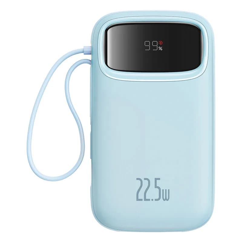 POWER BANK Baseus Qpow2 Digital Display, 20000mAh, 22.5W, 2 x USB Type-C output/input, 1 x Lightning, 1 x USB, include cablu USB Type-C la USB Type-C 30cm, albastru, "P10055002313-00" - 6932172636265