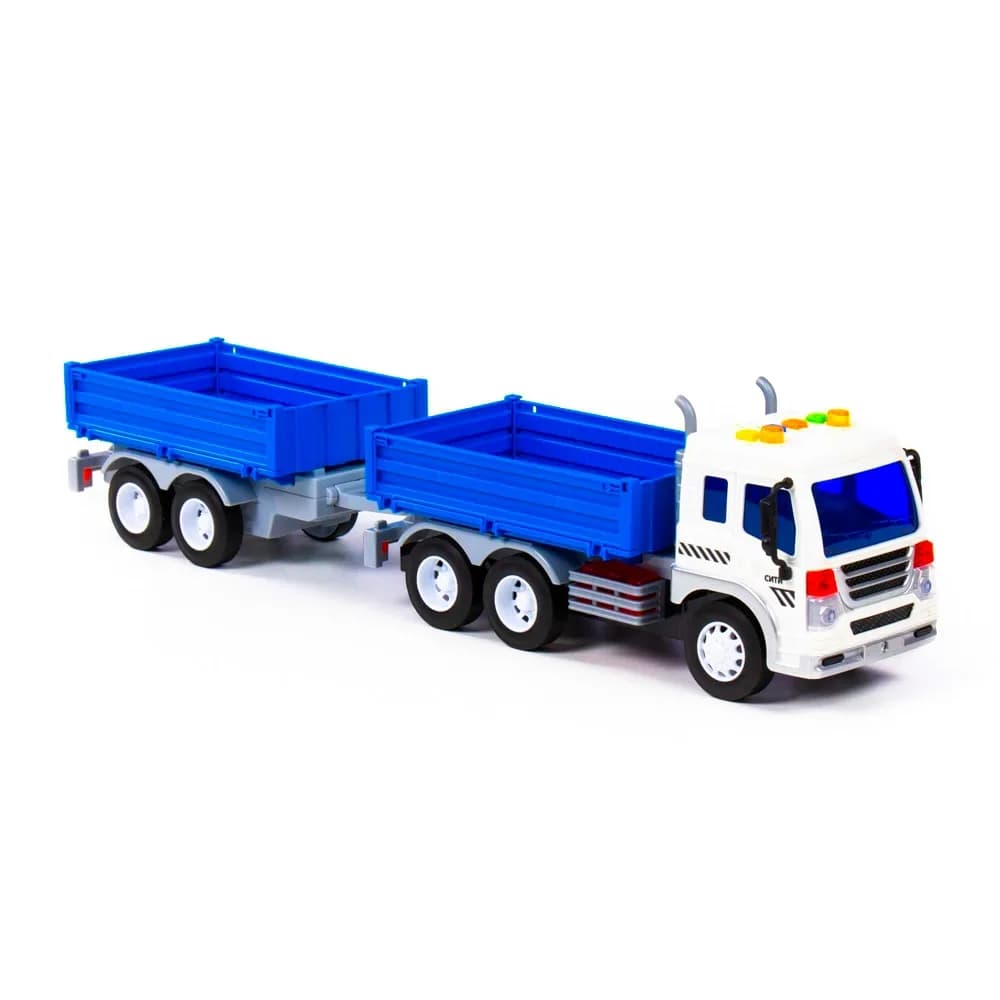 Camion + remorca cu lumina si sunet, 46.6x10.2x12 cm, Polesie — miniatură