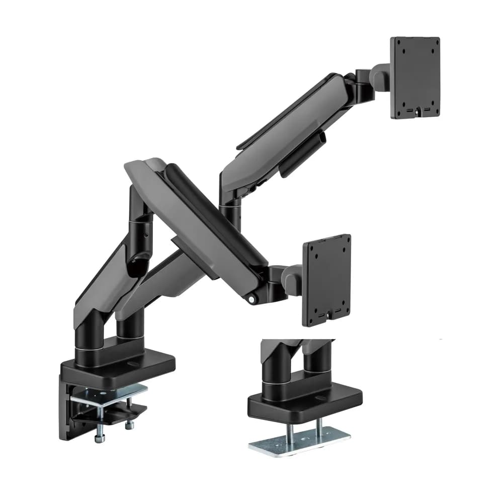 Suport 2 monitoare cu prindere pe masa, Blackmount BM-MNT61-2, ecrane 17"-35", max.20 kg/ecran, gri inchis
