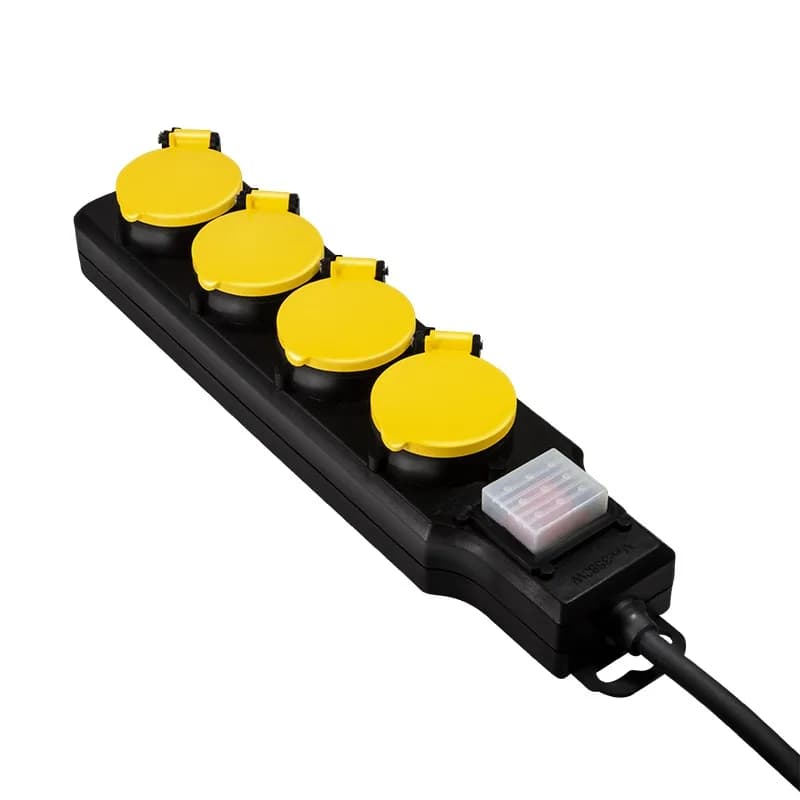 PRELUNGITOR LOGILINK, Schuko x 4, conectare prin Schuko (T), cablu 1.5 m, 16 A, protectie stropire cu apa, negru/ galben, "LPS254" — miniatură
