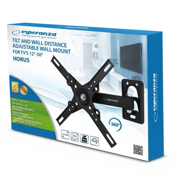Suport Perete Esperanza Horus ERW011 12" - 50" 20 kg Negru "ERW011" — miniatură