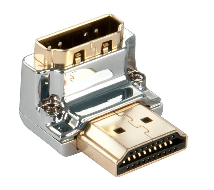 Adaptor HDMI tată la HDMI mamă cu unghi drept de 90 de grade - în jos, Lindy, Cromo 41505