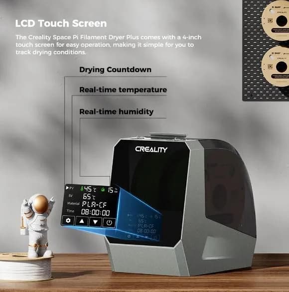CREALITY 3D SPACE PI PLUS FILAMENT DRYER, Dimensiuni: 343X226X300MM, Greutate: 1.9kg, Culoare: Space Grey, putere: 160W, Perioada incalzire:0-48h, temperatura: 45-70 grade Celsius, Compatibilitate filament: 1.75mm, 2.85mm, PLA, TPU, PP, ABS, ASA, PETG, PC, PA, PET, PLA-CF, PETG-CF, PA-CF — miniatură