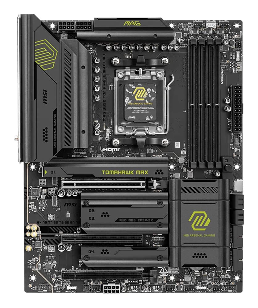 Placa de baza MSI MAG B850 Tomahawk Max WiFi Mainboard, Sockel AM5, AMD B850, ATX, DDR5 "7E62-002R" — miniatură