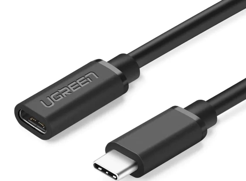 CABLU USB Type-C Ugreen prelungitor, "US353" USB Type-C (T) la USB Type-C (M), 1m, negru, "10387" - 6957303813872