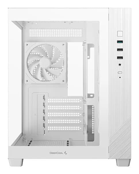 CARCASA DeepCool "CG330 3F WH", middle tower, gaming, fara sursa, suporta 9xfan, 3xfan inclus, USB 3.2 gen1 x 1, USB 2.0 x 2, audio+mic, 5 sloturi expansiune, alb, "R-CG330-WHNGM3-G" — miniatură
