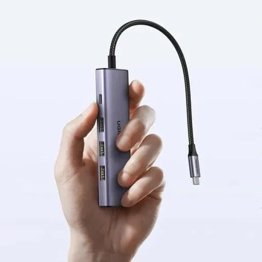 DOCKING Station Ugreen, "CM498" conec PC USB Type-C, USB 3.2 x 2|HDMI 4Kx1 la 60Hz|USB-C x 2 PD 100W, aluminiu, gri "45379" - 6941876243792 — miniatură